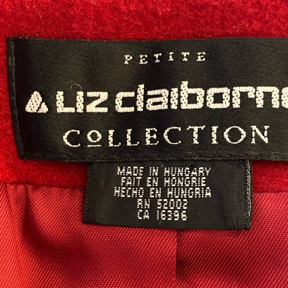 Liz Claiborne Womens Red Wool Blazer w Notch Lapel & Pockets / Size 14 Petite - Picture 9 of 12